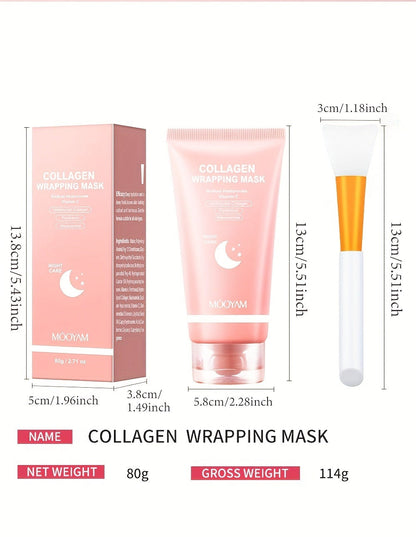 Collagen Night Mask Korean Skincare, Gel Face Mask with Applicator Brush, Hydrolyzed Collagen, Niacinamide