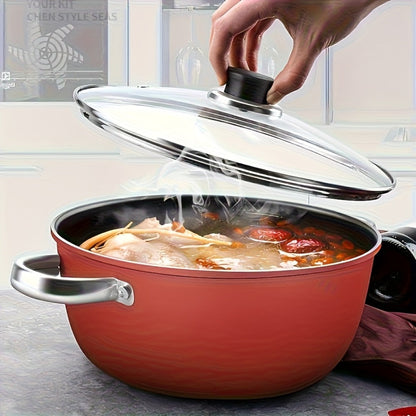 Nonstick Stock Pot with Lid 10 Inch Stone Derived Coating Iron Core Even Heating Induction for Entryways, Bedrooms and Living Spaces