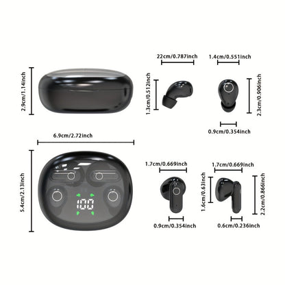 Wireless Earbuds MSHUKCOE 2-in-1 Mini Sleep Style with Touch Controls and Black, Khaki or Purple Choices
