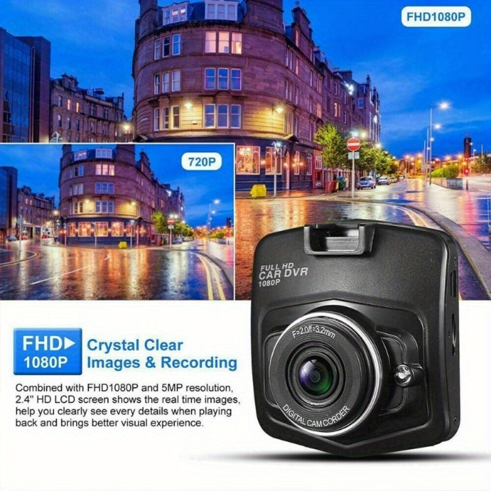 1080P Dash Cam for Cars – 2.2" LCD Display, Continuous Loop Recording, 24/7 Parking Surveillance, Motion Detection, No Battery Required