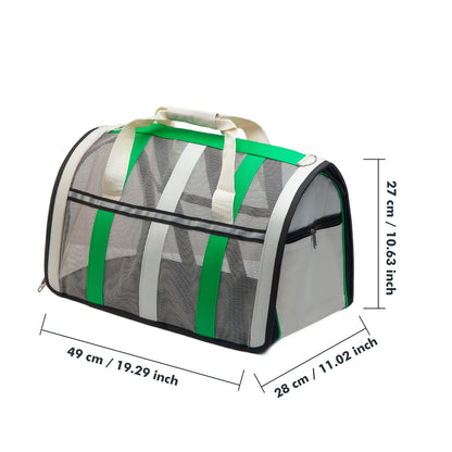 Foldable Pet Carrier Backpack Crossbody Strap Bag – Breathable Mesh Soft Sided Bag for Cats & Small Dogs, Portable Shoulder Bag