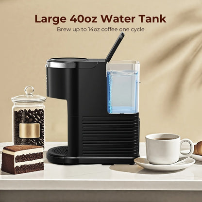Programmable Coffee Maker 5-Cup & K-Cup Compatible 24-Hour Timer Keep Warm Drip-Free Washable Filter Stainless Steel Home Office Brew