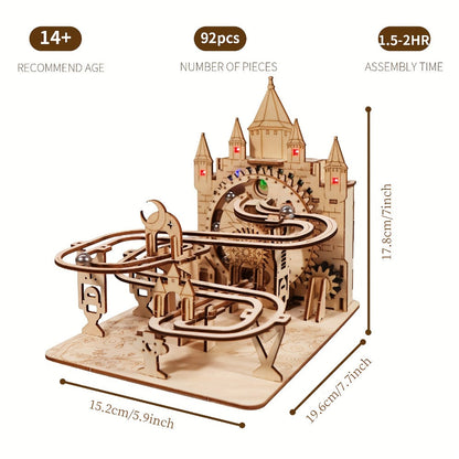 Electric Marble Run Set 3D Handmade Logic Building Construction Puzzle, Educational STEM Toy for Kids Teens Adults