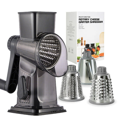 Rotary Vegetable Chopper Cheese Grater 5 Interchangeable Drum Blades Suction Base Handle for Cheese Vegetables Nuts Slicing Shredding