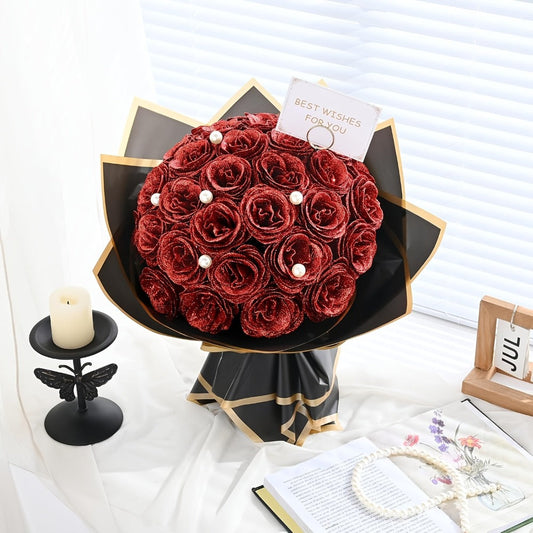 Artificial Flowers Flash-Shine Rose Bouquet in 24 or 36-Piece Sets across Five Color Options
