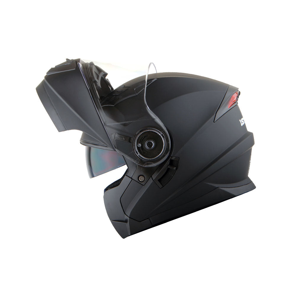 Motorcycle Helmet Modular Flip-Up Design with Dual Visors, Optional Three-Mode LED Tail Light and S-XL Sizes