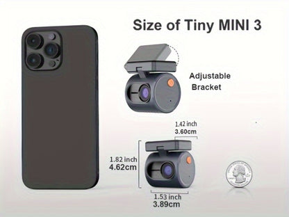 KAWA MINI 3 Dash Camera with 1296P Label, WiFi App Connection, Voice Control and Blue Finish