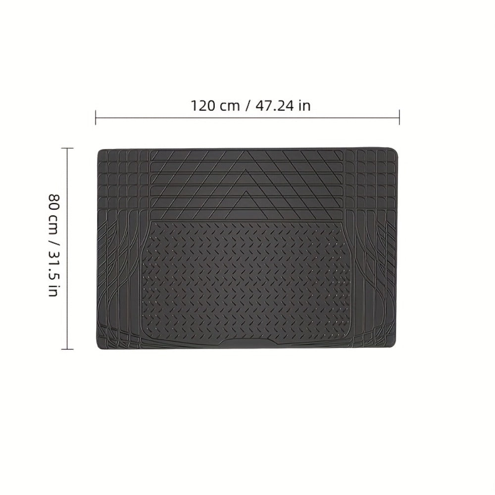 Trunk Cargo Liner Rubber Mat Universal Fit – All Weather Waterproof Trunk Mat with Seat Back Protector, Trim-to-Fit for Cars, SUV & Sedan