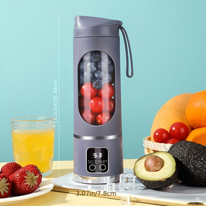 Portable USB Rechargeable Blender with LED Display, 15oz Personal Smoothie Blender for Shakes, Milkshakes & Fresh Juice