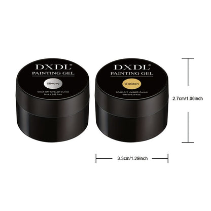 Chrome Mirror Nail Art Liner Gel Set 2pcs Gold & Silver – 3D Metallic Mirror Effect Soak-Off Painting Gel