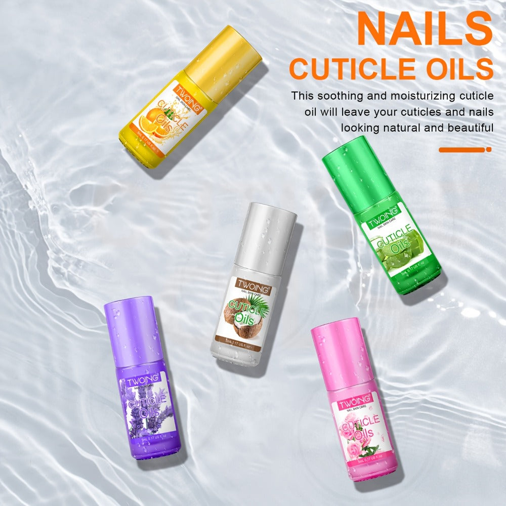 Cuticle Oil Set 6 Scents with Jojoba Oil Grape Seed Oil & Vitamin E – Paraben-Free Plant-Based Daily Nail Treatment for Dry Damaged Broken