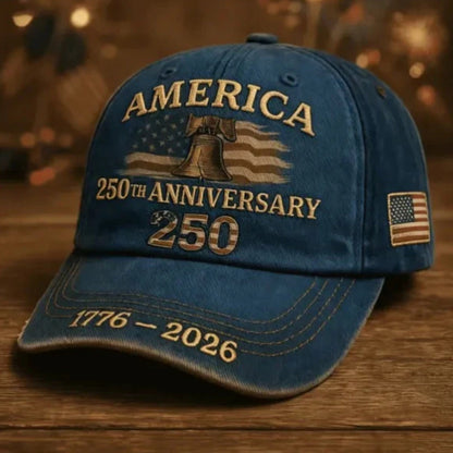 250th Anniversary Patriotic Baseball Cap USA Embroidered – Adjustable Vintage American Flag Hat for Men Women, Unisex Independence Day Gift