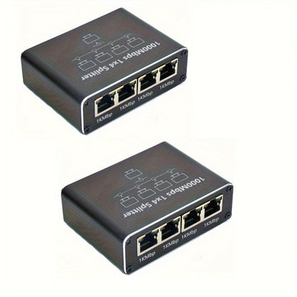 Gigabit Ethernet Splitter 1 to 4 Port 1000Mbps High-Speed LAN Network Adapter with USB Power Cable