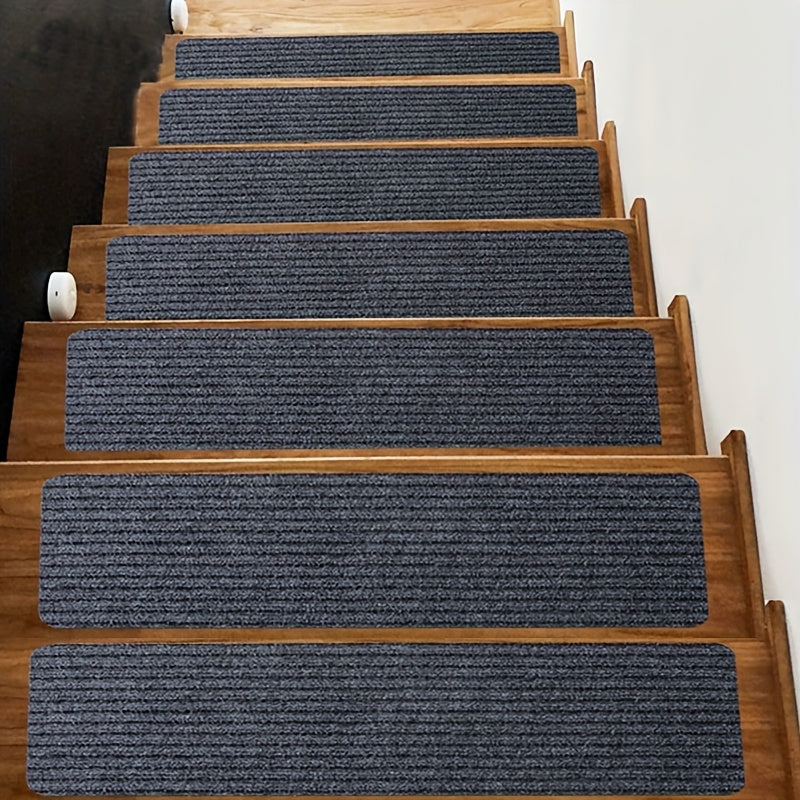 Stair Treads 15pcs 8"x30" Self-Adhesive Carpet Pads for Wooden Steps, Polyester Indoor Stair Mats for Safety