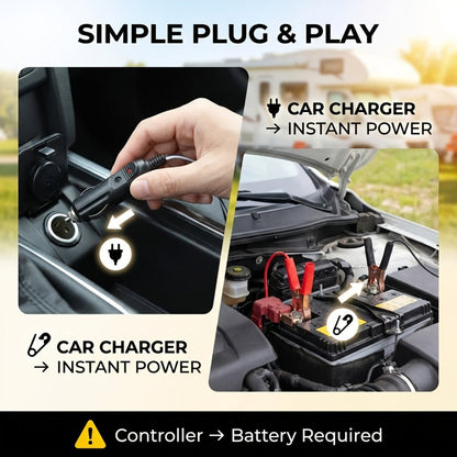 Solar Panel Kit with Charge Controller, Extension Cord & Battery Clamps – Universal Off-Grid Power for RV, Boat, Motorcycle