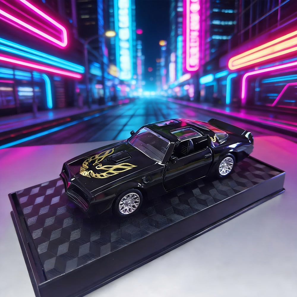 RMZ 1:36 Scale Pontiac Firebird Die-Cast Toy Car with Openable Doors & Pull-Back Action, Zinc Alloy Car Model with Display Base