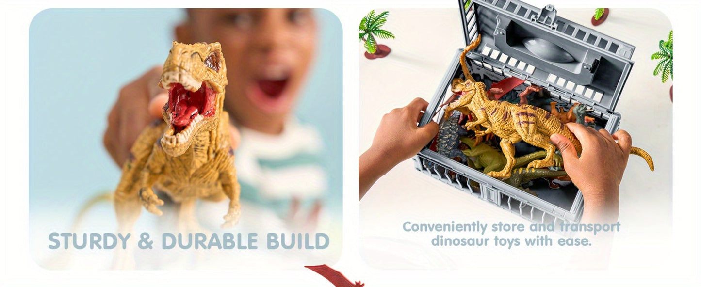 Dinosaur Toys for Kids 19pcs with Play Mat & Storage Cage, Realistic Dinosaur Figures Playset for Boys Girls Ages 3+