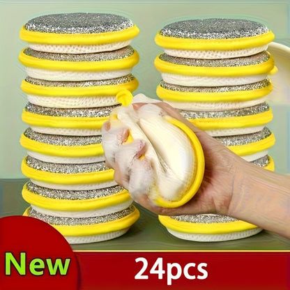 Kitchen Cleaning Sponges 24 Pack Double-Sided Anti-Scratch Reusable Washable Multi-Purpose Scrub Sponge for Dishes Pots Pans Home Restaurant