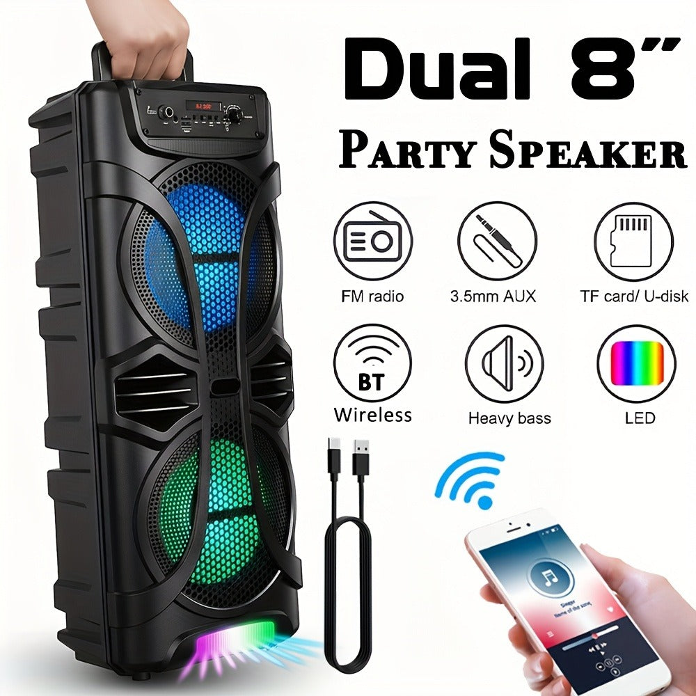PA Speaker Karaoke Machine 3000W with Dual 6.5" Woofers, Bluetooth Wireless, FM Radio, Party Lights