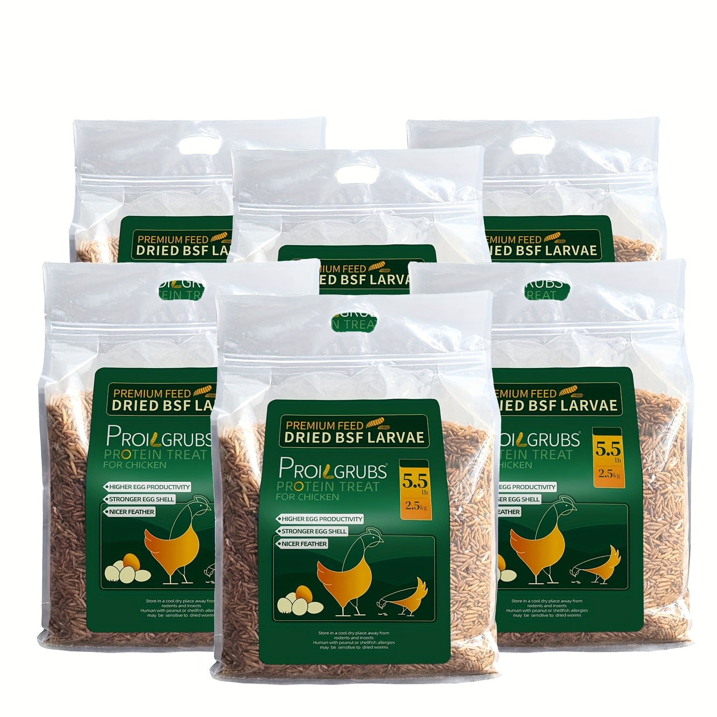Dried Black Soldier Fly Larvae Chicken Treats Non-GMO High Protein Grubs for Chickens Egg Layer Flock Builder Stronger Eggshells 5lb 10lb