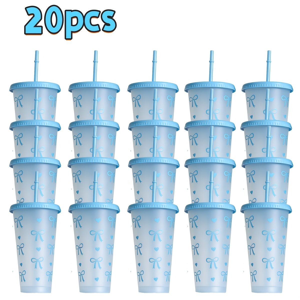 Reusable Party Cups 24 oz with Lids Straws and Dust Covers – BPA Free PP Plastic Tumblers Bulk Set 10 or 20 Pack for Parties Camping Office