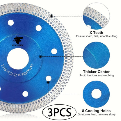 Diamond Saw Blade 4-1/2 Inch 3-Pack X-Teeth Ultra Thin Dry Wet Cut for Porcelain Ceramic Tile for an Everyday Personal Care Routine