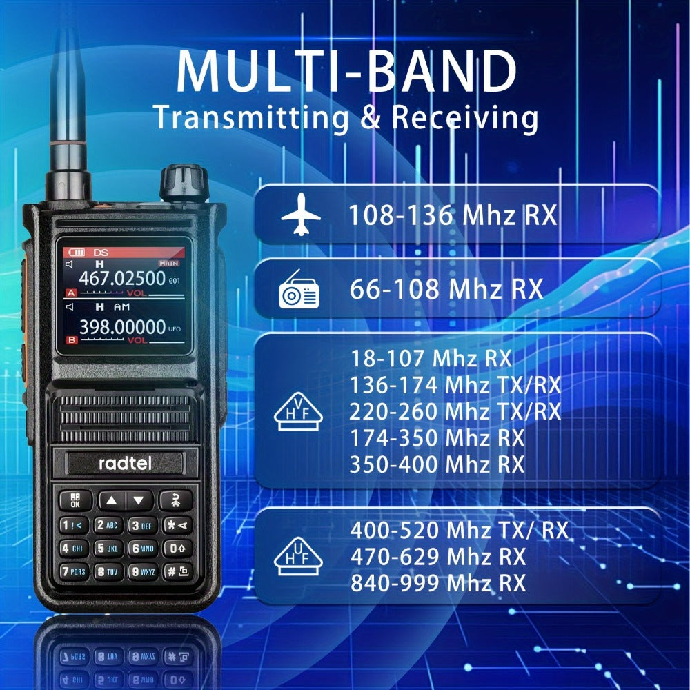 Radtel RT-470X Tri-Band Walkie Talkie 256CH, Aviation Air Band Two Way Radio with NOAA Weather & Marine