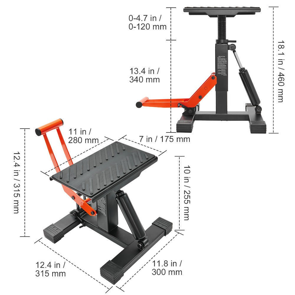 Hydraulic Motorcycle Lift Table 440 LBS Capacity Adjustable Height Repair Stand for Dirt Bike Pit Bike ATV