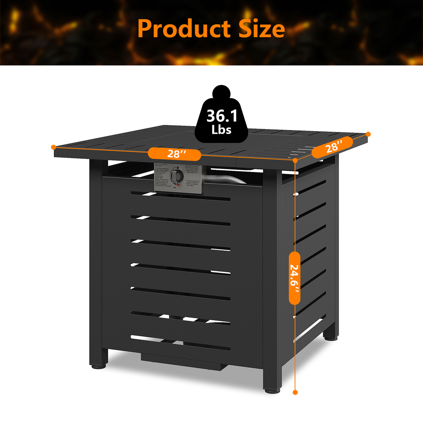 Propane Fire Pit Table Outdoor 50, 000 BTU Gas Fire Table with Lid Lava Rocks & Cover for Patio Backyard Deck Black Brown 40"/44"