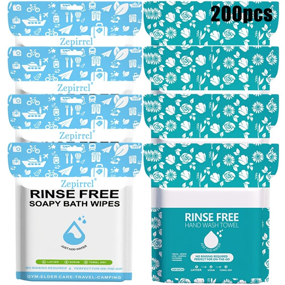 Disposable No-Rinse Foaming Bath Towels – Large 11.81" Body Wipes, Wet & Wipe Cleansing Cloths for Elderly Care, Camping, Post-Surgery