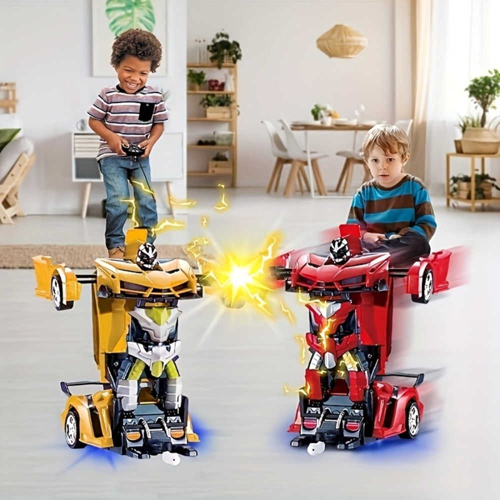 Transforming RC Robot Car for Kids 2.4GHz, One-Button Deformation Stunt Car 360 Drift LED Lights