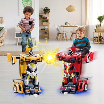 Transforming RC Robot Car for Kids 2.4GHz, One-Button Deformation Stunt Car 360 Drift LED Lights