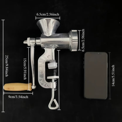 Size 5 Manual Meat Grinder with Table Clamp, Hand Crank, Cutting Plate, Blade and Sausage Nozzle