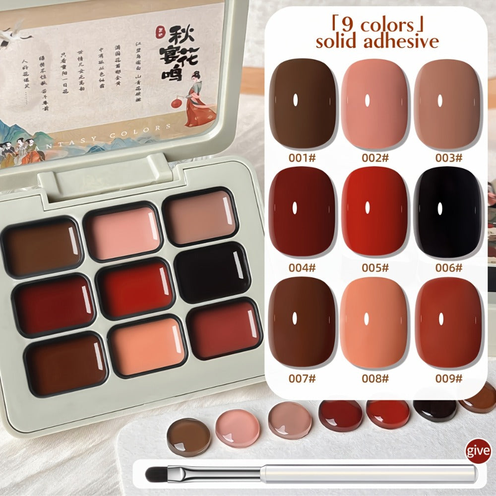 Gel Nail Polish MORDDA 9-Color Autumn Harvest Set with Solid Shades and Included LED Curing Pen for Nail Art