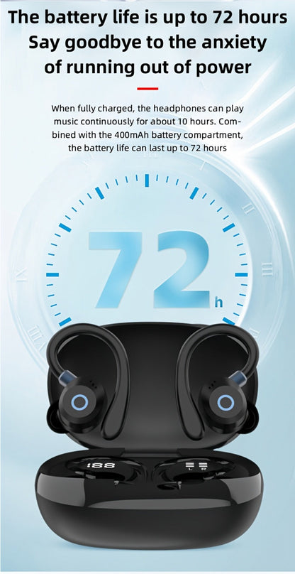 Wireless Earbuds Stereo In-Ear with LED Display Case, Touch Controls and Black, Blue or White Options