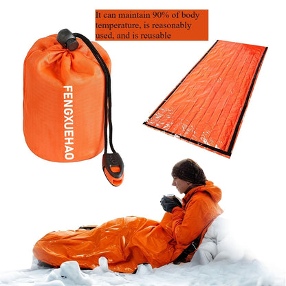 Emergency Sleeping Bag 4-Pack with Survival Whistles – Mylar Thermal Blanket Shelter Bag, Lightweight Waterproof Bivy Sack for Camping