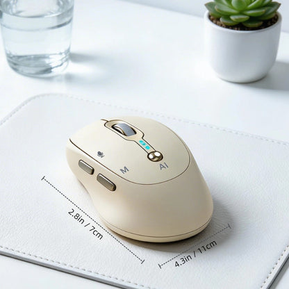 AI Smart Wireless Mouse with Voice-to-Text Real-Time Translation AI Writing PPT Creation Silent BT+2.4G Dual Mode Rechargeable Battery