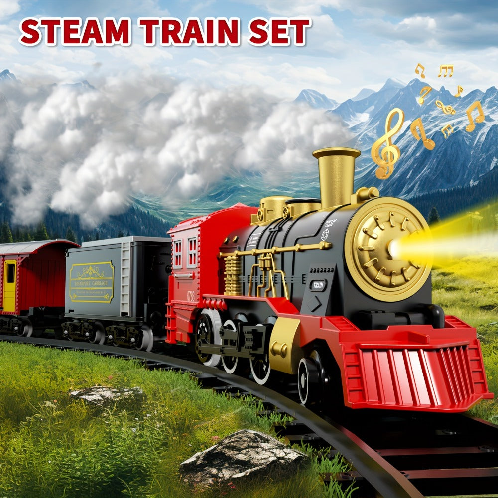 Electric Train Set for Kids with Steam Locomotive Engine Lights & Sound with the Listed Color, Size or Set Options for Everyday Use