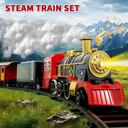 Electric Train Set for Kids with Steam Locomotive Engine Lights & Sound with the Listed Color, Size or Set Options for Everyday Use