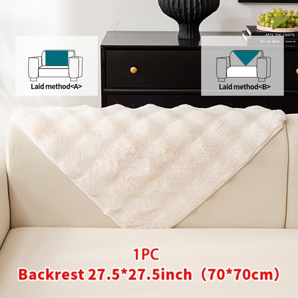Sofa Cover Thick Faux Rabbit Plush Panels with Backing Detail for Seat, Armrest, Backrest or Pillowcase