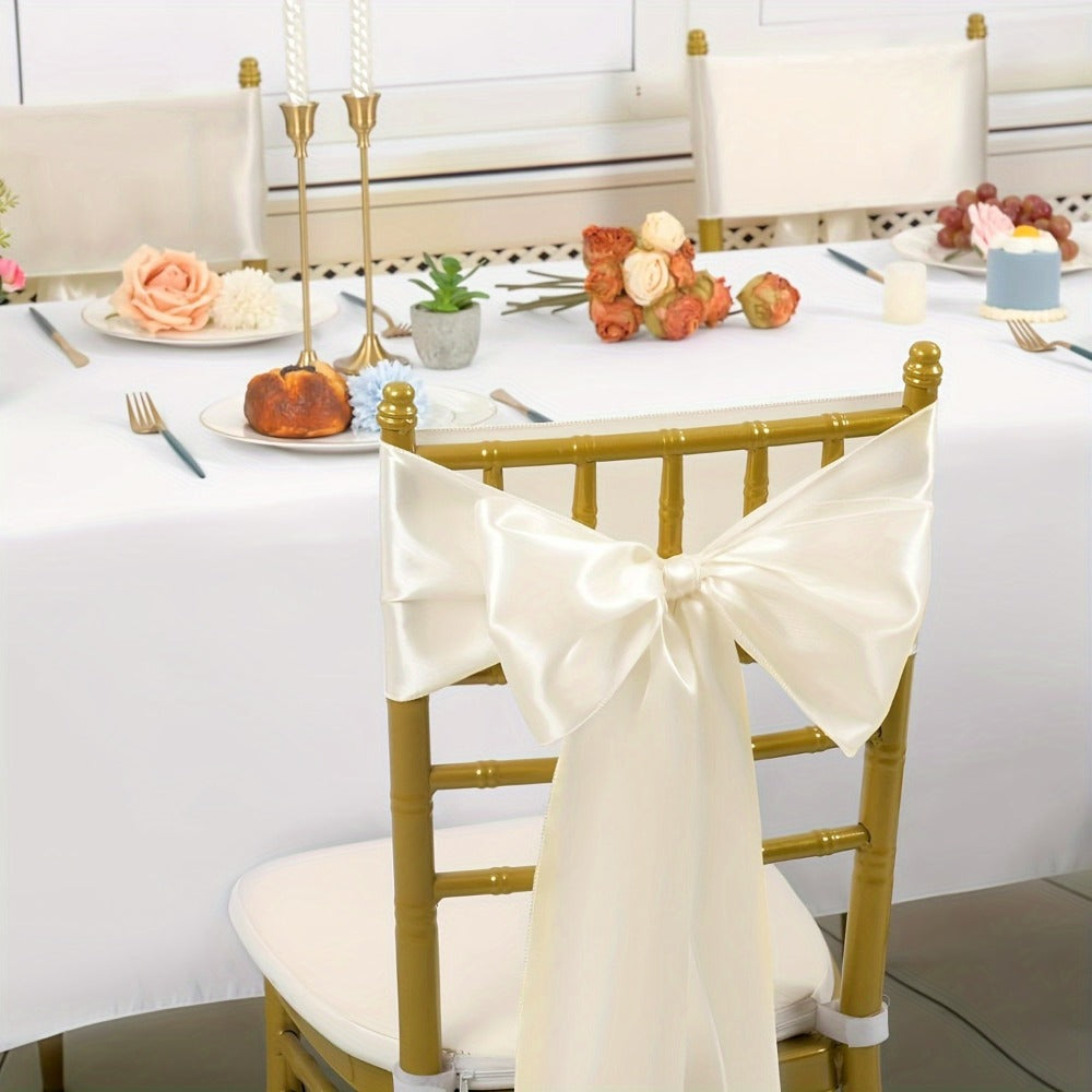 100pcs Satin Chair Sashes Bows for Wedding Banquet Party Event Decoration, 13 Colors, 18×275cm