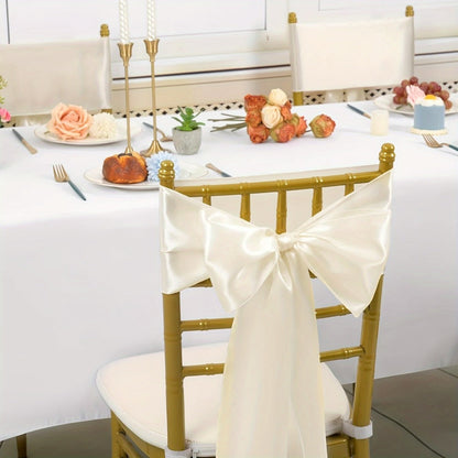 100pcs Satin Chair Sashes Bows for Wedding Banquet Party Event Decoration, 13 Colors, 18×275cm