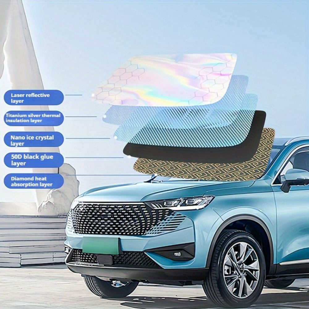 Laser Insulation Windshield Sunshade 5-Layer Thickened Front Window Heat Blocker Diamond Pattern Gold Black Fits All Vehicles Ford F150