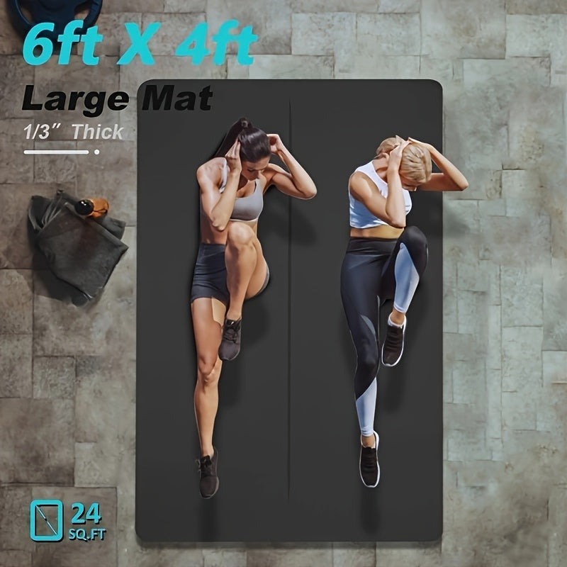 Large TPE Yoga Mat 6'x4' Extra Thick 1/3" – Alignment Lines, Double-Sided Non-Slip Professional Mat for Yoga