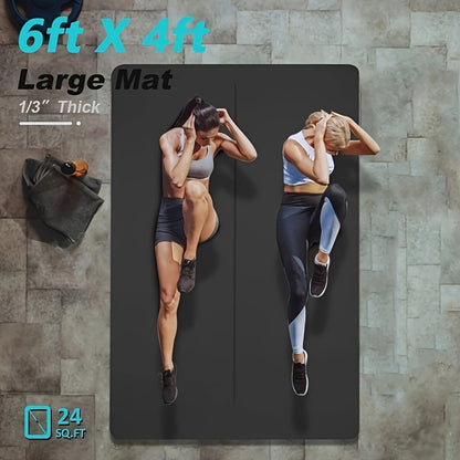 Large TPE Yoga Mat 6'x4' Extra Thick 1/3" – Alignment Lines, Double-Sided Non-Slip Professional Mat for Yoga