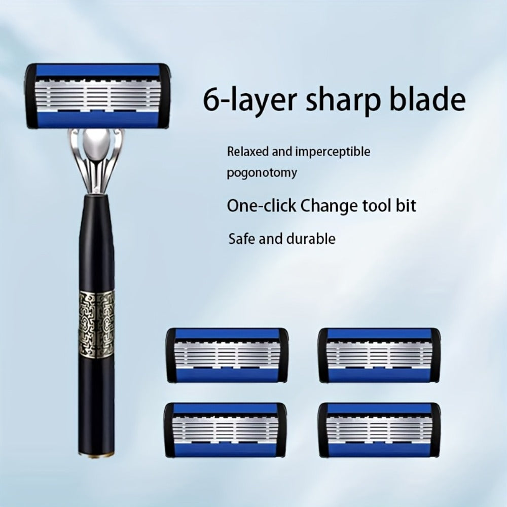 Replaceable Blade Razor for Men Stainless Steel Ultra-Sharp 36 or 72 Blades Anti-Slip Ergonomic Handle Smooth Safe Close Shave Daily