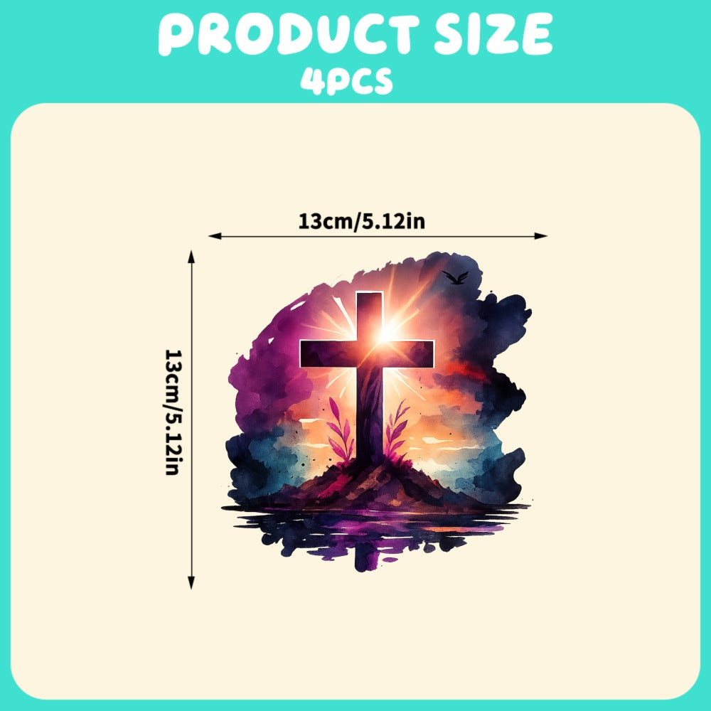 Sunset Cross Vinyl Vehicle Decal with One- or Four-Piece Checkout Options for Windows and Body Panels