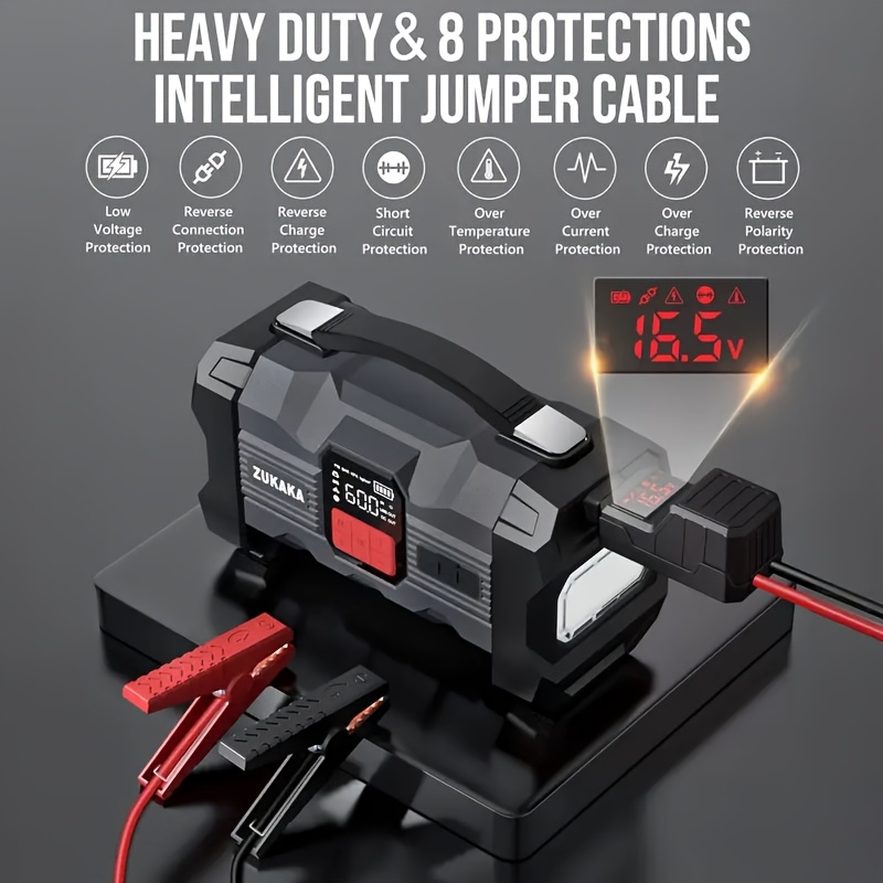 Jump Starter with Air Compressor 9000A Peak 10-in-1 150 PSI for All Gas 10L Diesel 12V USB USB-C Digital for Garden, Patio and Yard Use