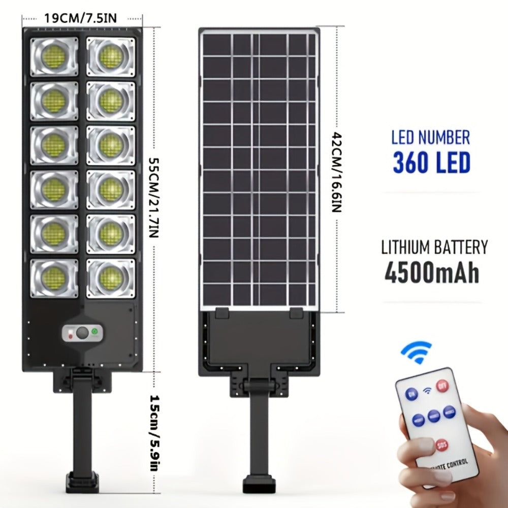 Solar Street Light Outdoor, High Brightness Wide Angle Dusk to Dawn Solar Powered with Remote Control for Parking Lot