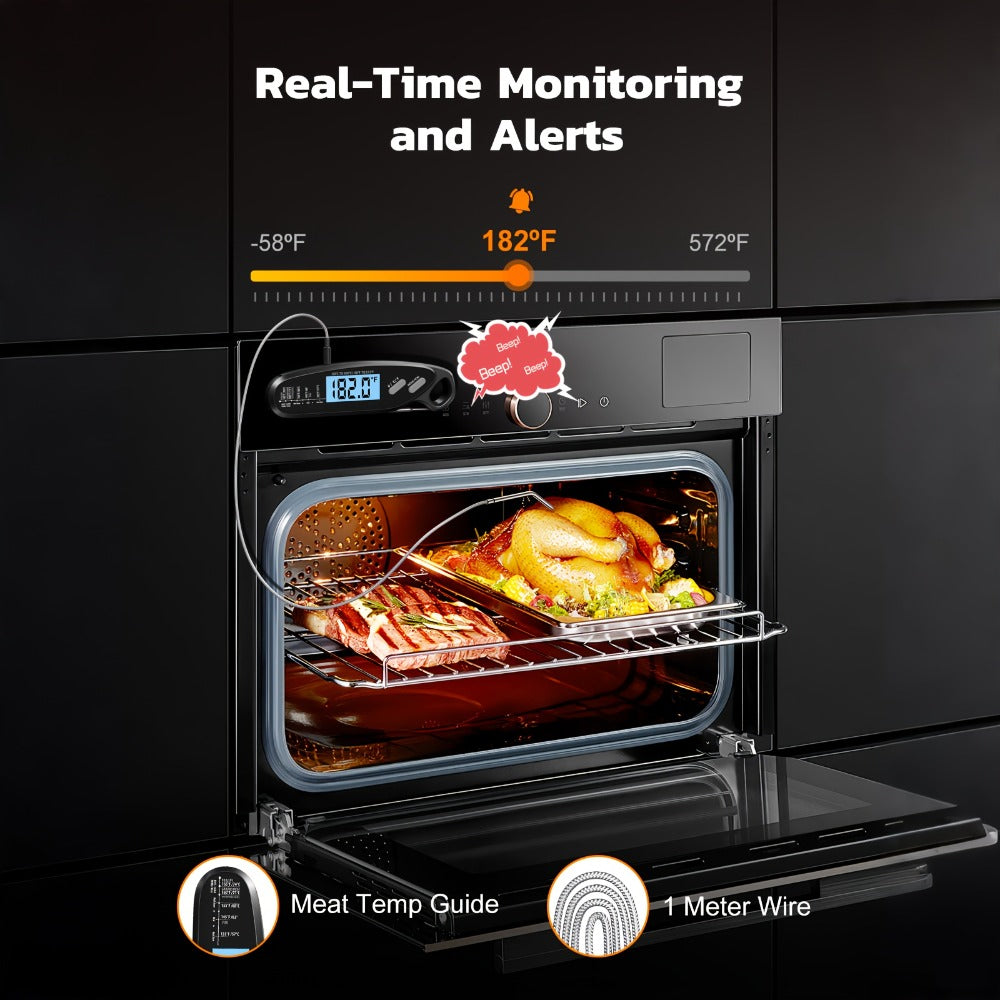 Instant Read Meat Thermometer with Dual Probes Backlit LCD Digital Cooking Thermometer for Grilling, Camping and Outdoor Meals